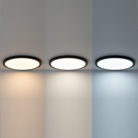 LED Plafond Deckenleuchte 22W 2400lm CCT 140° IP54 Schwarz Aufputz Videx