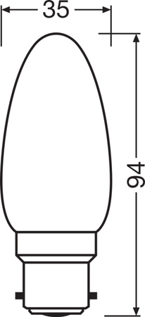 LED-Lampe B35 Kerze B22d 4.8W = 40W 470lm 2700K Warm 300° Dimmbar Retrofit Glühfaden CLASSIC Osram
