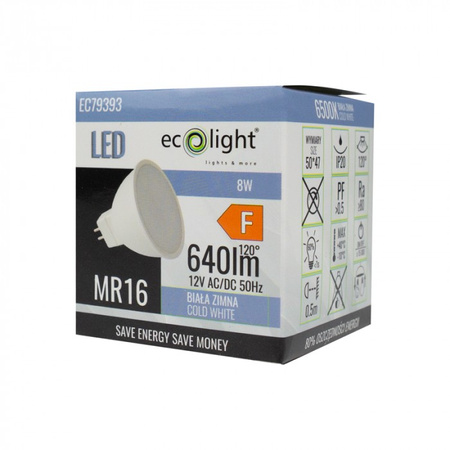 LED-Reflektor MR16 GU5.3 8W 640lm 6500K kaltweiß 12V Ecolight