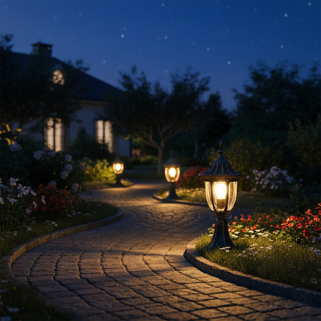 FLORENCE STEHGARTENLAMPE 1xE27 GOLDLUX (Polux) niedrige PATINA