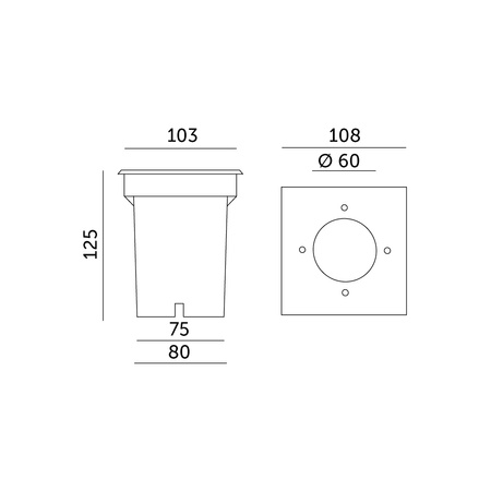 Bodenaufbauleuchte GU10 IP65 IK09 Quadratisch ENTRADA 1 KOBI