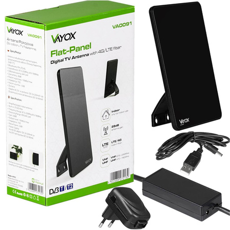 DVB-T/T2 Aktive 4K Heimantenne mit Verstärker VAYOX