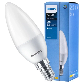 E14 B38 LED Lampen 7W = 60W 806lm 4000K Neutral 180° PHILIPS