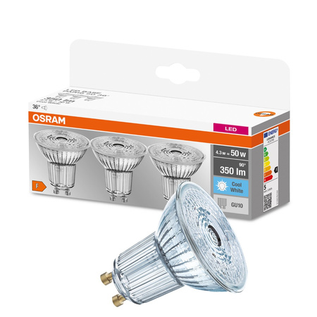 3x LED Leuchtmittel GU10 4,3W = 50W 350lm 4000K OSRAM BASE