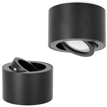 Aufputz-HALOGEN-SPOT 50 mm schwarz rund bewegliche Leuchte OH36S Kobi