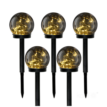 Solar Gartenmast im Freien stehend LED 3000K Warm IP44 Schwarz Kugel Kobi