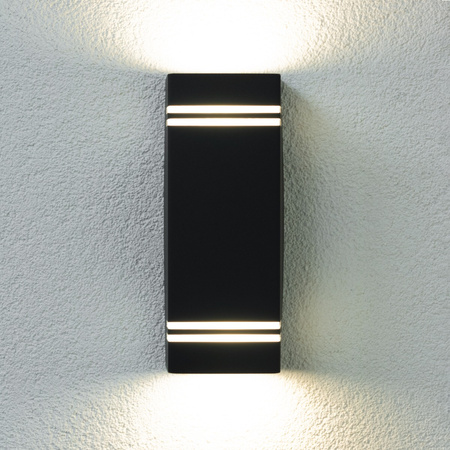 Gartenleuchte NELA Elevation Wandleuchte 2xGU10 IP44 Oben Unten Schwarz