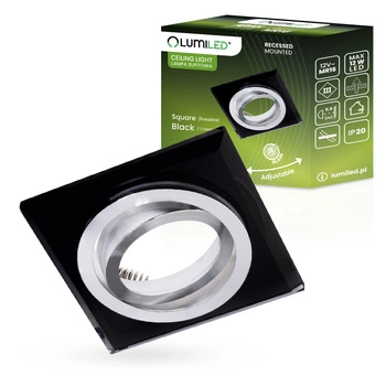 Glas-Einbaustrahler GU10, MR16 Einbauspot HALOGEN Quadrat beweglich Schwarz ARIAN LUMILED