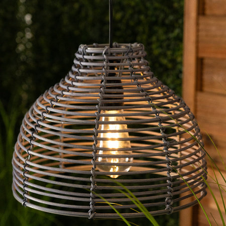 Solar-LED-Lampe, Hängelampe IP44 3000K Rattan VEXA LUMILED