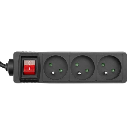 Strom-Verlängerungskabel-Stecker – 3 x Steckdose mit Erdung und Schalter Steckdosenleiste 1,5 m 3 x 1mm 13 A Schwarz
