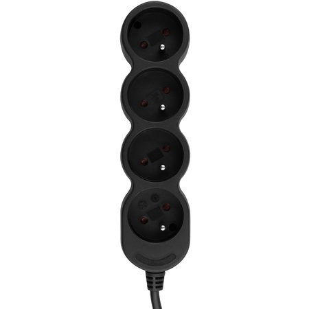 Netzverlängerungskabel Geerdete Steckdosenleiste 4 Steckdosen 3m Schwarzes Kabel Lendo Lumiled