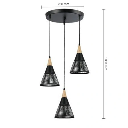 Hira Masterled Deckenleuchte 3x E27 Rund Schwarz Braun Hira Deckenleuchte