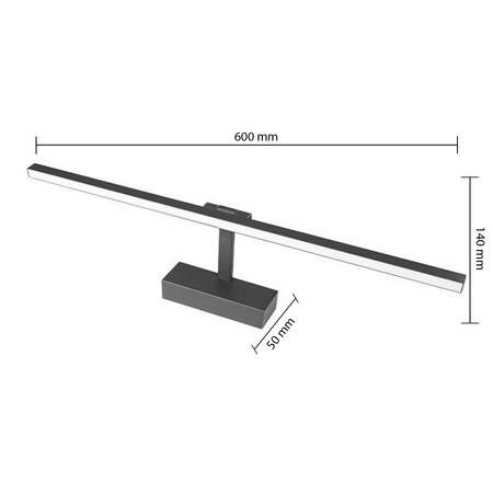 LED Wandleuchte über Spiegel 14W 700lm 4000K 116° Schwarz 60cm Lappa Masterled