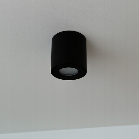 Aufbaustrahler Tuba GU10 Rund Schwarz 84mm IP54 Modern