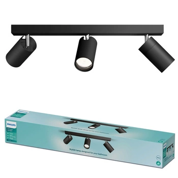 Reflektor-Deckenleuchte 3x GU10 IP44 Schwarz Kosipo Philips