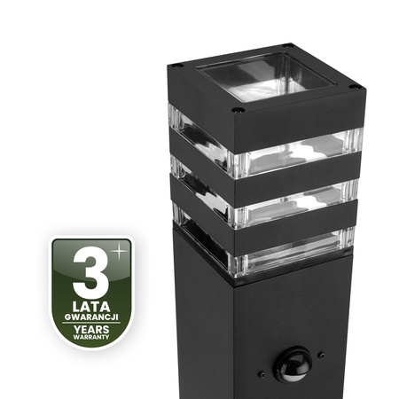 Gartenleuchte E27, Außenstehleuchte Pollerleuchte mit Bewegungsmelder 80cm TAXUS 2 LUMILED