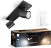 LED Spot Runner Deckenleuchte Schwarz 2x4.2W CCT PHILIPS HUE Bluetooth Zigbee + Dimmschalter