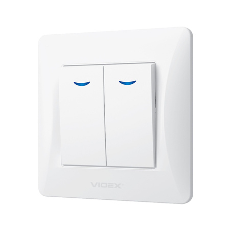 2fach 2fach Schalter Beleuchtet 10A Aufputz Weiß BINERA VIDEX