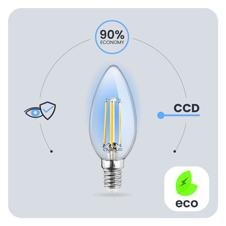 10x LED-Lampe E14 Kerze B35 4W = 40W 470lm 4000K NEUTRAL 360° FILAMENT LUMILED