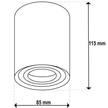 Halogen-Aufbauleuchte, Aufbauspot 115mm Runde Tube AMAT-L+LED GU10 6W 6000K LUMILED