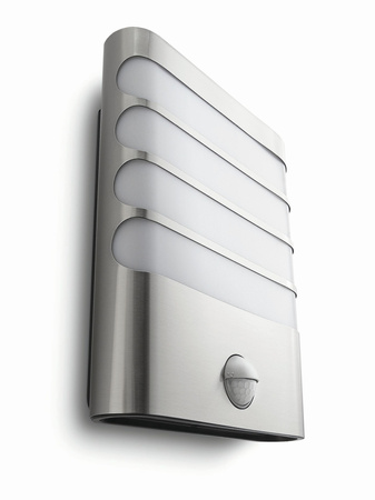 LED-Gartenwandleuchte RACCOON IR myGarden 3W 2700K IP44 mit Bewegungs- und Dämmerungssensor Silber PHILIPS