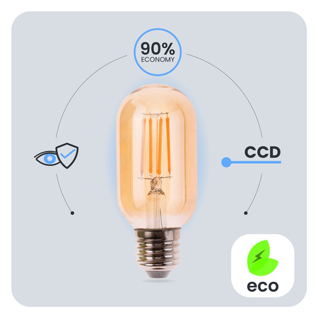 6x LED-Lampe E27 T45 4W = 40W 470LM 2000K warmweiß 360° Filament Amber LUMILED