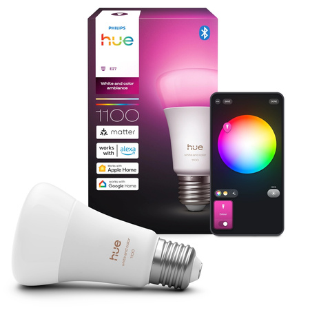 LED-Glühbirne E27 A60 8.1W = 75W 1100lm 1800-20000K CCT + RGB SMART Smart Bluetooth ZigBee Weiß und Farbe Ambiance Philips HUE