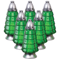 6x Weihnachtsbaumkerzen aus Glas mit 40-Stunden-Einsatz für ein 28 cm großes Grab