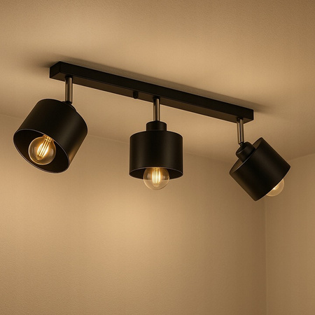 Spot Tuba Deckenleuchte Reflektor Halogen Leuchte 3x E27 Moving Black Elza Masterled