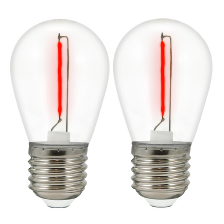 LED Lampen E27 FILAMENT 0,3W Rot für PARTY GOLDLUX Girlande (Polux) SET MIT 2 STÜCK.