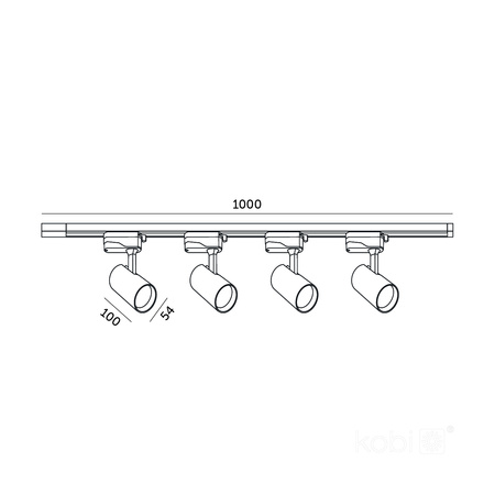 1-Phasen Stromschienenleuchte + Strahler 4x GU10 1m Weiß Nextrack Go Kobi