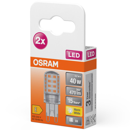 LED Lampen 2x G9 CAPSULE 4.2W = 40W 470lm 2700K Warm 300° OSRAM STAR