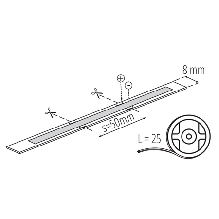 LED COB Flexible Streifen 10W/m 1050lm/m 24V 6500K Kalt CRI90 25m LCOBB Kanlux