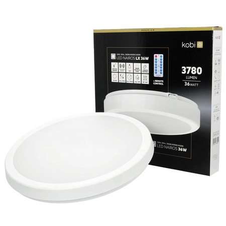 LED Bad Decke Plafond Aufputz 36W 3780lm 4000K 120° Weiß IP65 Nairos Kobi