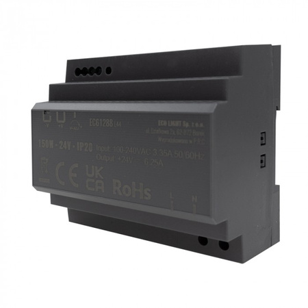 DIN-Schienen-Netzteil für LED-Streifen 150W 24V 6,25A IP20 PREMIUM Ecolight