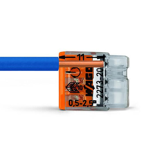 100x WAGO 2273-203 Quick Connect Installationsverbinder für DRAHT 3x0,5-2,5mm
