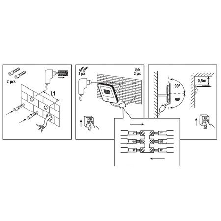 LED Fluter 50W 4000lm 4000K IP65 Schwarz mit Bewegungs- und Dämmerungssensor + KOBI MHNC Fernbedienung