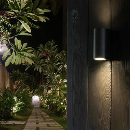 Wandleuchte Außen 2x GU10, Garten-Wandleuchte Schwarz ALLIUM LUMILED