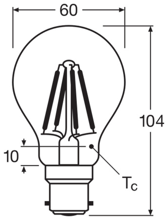 LED-Glühbirne A60 B22d 6.5W = 60W 806lm 4000K Neutral 300° Retrofit Glühfaden CLASSIC Osram
