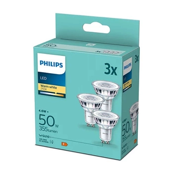 3x LED Lampen GU10 4,6W = 50W 355lm 2700K Warm 36° PHILIPS