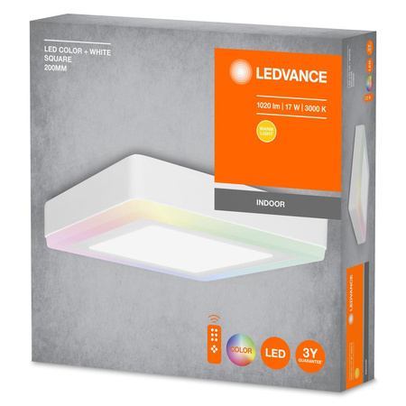 Aufbau-LED-Panel-Deckenleuchte FARBE WEISS 17W 700lm 3000K Warm RGB 20cm LEDVANCE