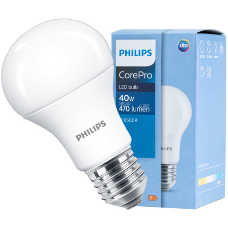 LED-Lampe E27 A60 5W = 40W 470lm 6500K Kalt 200° PHILIPS