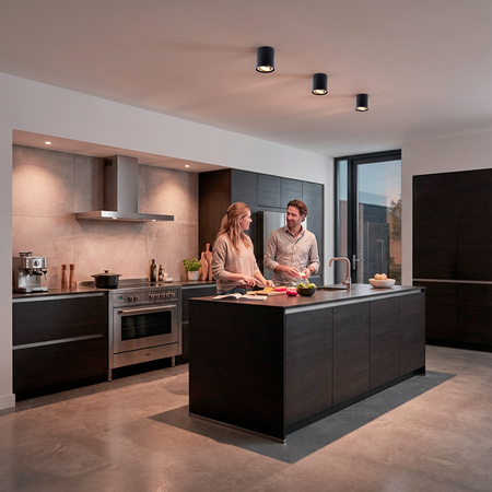 Aufputz HALOGEN Spot Tuba Movable AMAT-M GU10 Rund Schwarz-Gold 84mm LUMILED