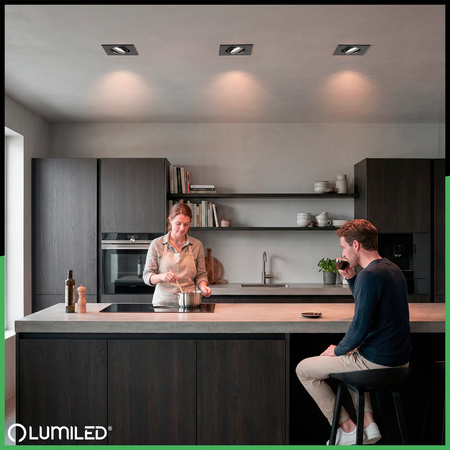 Einbaustrahler GU10, MR16 Einbauspot HALOGEN Quadrat beweglich Schwarz VENTUS LUMILED