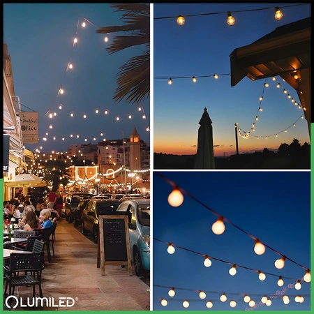 20x LED Solar Lichterkette, Außen Garten Lichterkette 10.6m+LED Lampen G50 3000K RGB+Fernbedienung EREMI LUMILED