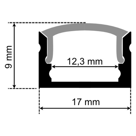 Aluminium LED-Profil KM36 mit Milchglasabdeckung und Endkappen, 1m Silber LUMILED