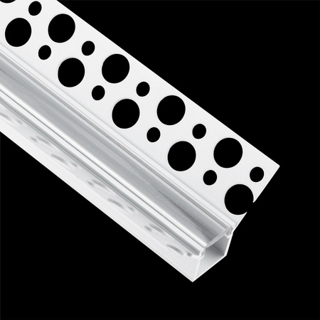 Eckprofil Architektonisches Aluminium LED-Profil typ W für Gipskartonplatten mit Klarglasabdeckung, 2m LUMILED