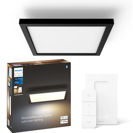 LED-Anbaupanel Aurelle Schwarz 19W CCT 30cm PHILIPS HUE Bluetooth + Dimmschalter