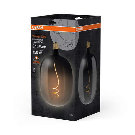 Dekorative LED-Glühbirne E27 4.5W = 15W 150lm 1800K Warm 220° Smoked Vintage 1906 Osram