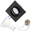 Einbauleuchte HALOGEN GU10 MR16 Quadratisch Schwarz CASSIO LUMILED + LED-Lampe GU10 6W = 60W 580lm Kalt
